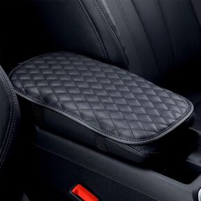ESKONKE Car Center Console Cover PU Leather Auto Armrest Cover - Scratch Resistant/Wear-Resistant/Waterproof Universal Car Armrest Storage Box Interior Accessories (Black)