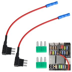 Micro3 Fuse Tap Add-a-Circuit Adapter Kit, 2 Pack 12V Blade Fuse Holder with 2 15A Fuses for Auto Electrical Accessories, Underbody Lights, Dash Cams