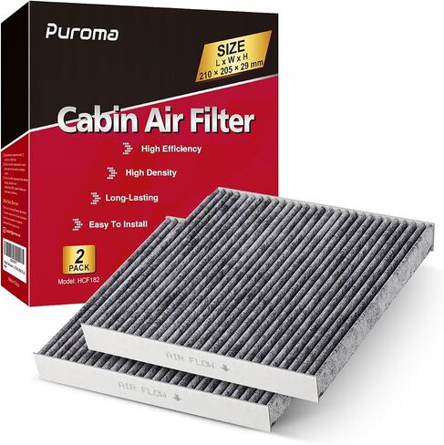 Puroma 2 Pack Cabin Air Filter with Activated Charcoal Layer Replacement for CP182, CF11182, Honda Civic, Clarity, CR-V, CR-Z, HR-V, Fit, Insight, Odyssey, Acura MDX, RDX, TLX, INTEGRA in Kuwait