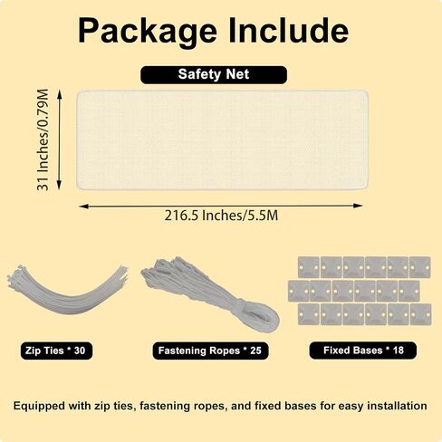 Balcony Safety Net for Kid Banister Guard-10ft X 2.6ft Thick Pet Balcony Guard Balcony Netting for Pet Rail Net for Balcony Apartment Cat Netting Safety Netting for Railings Stair Guards (White) in Saudi Arabia