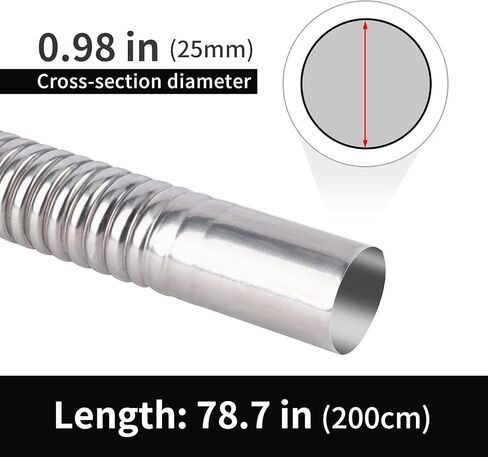 Stainless Steel Exhaust Hose, Fuel Tank Diesel Gas Vent Hose Length 47.2 Inches Flexible Exhaust Tubing Diesel Heater Exhaust Pipe, 2.5cm/ 1 In Inner Diameter Air Heater Exhaust Pipe in Saudi Arabia