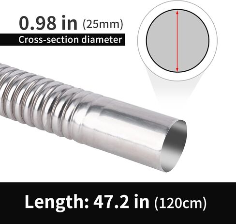 Stainless Steel Exhaust Hose, Fuel Tank Diesel Gas Vent Hose Length 47.2 Inches Flexible Exhaust Tubing Diesel Heater Exhaust Pipe, 2.5cm/ 1 In Inner Diameter Air Heater Exhaust Pipe in Saudi Arabia