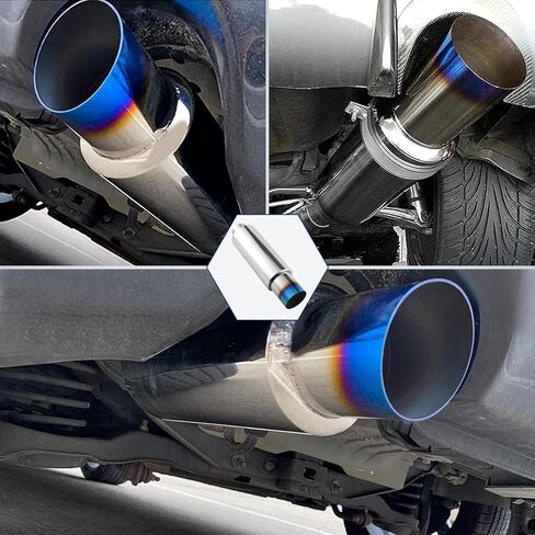 SINGARO Exhaust Muffler, Exhaust Tip, Stainless Steel Exhaust System Kit, 15" Length 2" Inlet 3" Outlet, Universal Car Accessories(Burnt) in Saudi Arabia