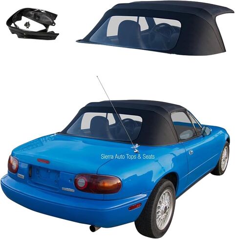 Sierra Auto Tops Convertible Top Replacement for Mazda Miata MX5 1990-2005, Cabrio Vinyl, Black, incl. Rain Rail in Kuwait