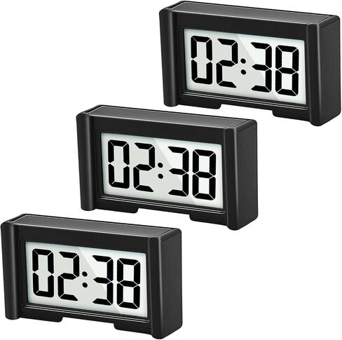 Youngfly Small Digital Clock, Mini Car Dashboard Clock Battery Operated, Car Truck Dashboard Time Self-Adhesive Bracket Vehicle Automotive Dash Stick on Air Vent Travel Folder Clock (Black) in Saudi Arabia