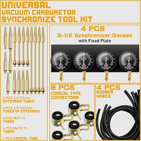 Motorcycle Vacuum Carburetor Synchronizer Tool Kit Compatible with Honda Yamaha Kawasaki Suzuki GS KZ XS, Fuel Vacuum Carburetor Synchronization Carb Sync Gauge in Kuwait