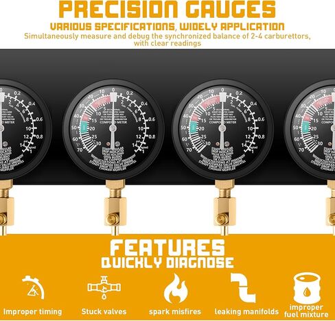 Motorcycle Vacuum Carburetor Synchronizer Tool Kit Compatible with Honda Yamaha Kawasaki Suzuki GS KZ XS, Fuel Vacuum Carburetor Synchronization Carb Sync Gauge in Kuwait