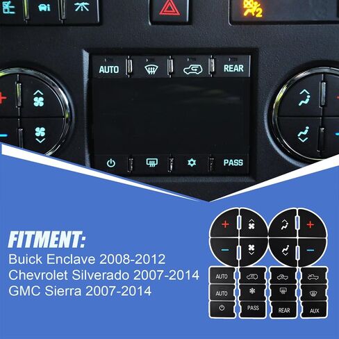 SecosAutoparts AC Panel Decals & Radio Button Repair Decal Set AC Controls AC Dash Button Sticker Repair Kit Compatible with GM Compatible with Chevy Silverado Compatible with Buick Dash Accent in Saudi Arabia