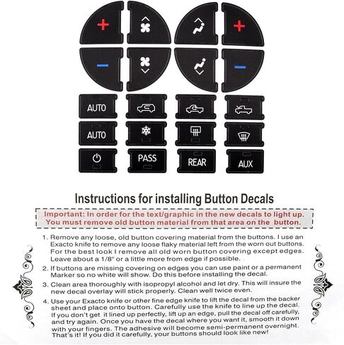 SecosAutoparts AC Panel Decals & Radio Button Repair Decal Set AC Controls AC Dash Button Sticker Repair Kit Compatible with GM Compatible with Chevy Silverado Compatible with Buick Dash Accent in Saudi Arabia