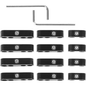 12PCS Aluminium Alloy Engine Spark Plug Car Engine Spark Plug Spark Plug Wire Separator Black Wire Divider Separator Kit for 8mm 9mm 10mm Wire