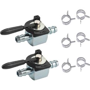 Fuel Shut Off Valve 1/4 Inch Line (Pack of 2) with clamp Fit for 180 Degree Oregon 07-403 07403 Scag 48568 Sunbelt B1SB868 Heavy-Duty Inline Cut Petcock Diesel Petrol Gas Shut Off Valve