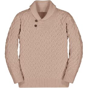 Teurkia Boys' Casual Knit Cable Turtleneck Sweater Rib Cuff Pullover for Kids