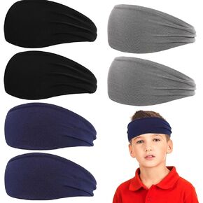 ONUPGO 6 PCS Kids Sweatbands for Sport, Athletic Sweat Band for Boys, Sweat Absorbing Wicking Elastic Headband, Soccer, Baseball, Basketball Headbands for Kids, Ideal for Multiple Occasions