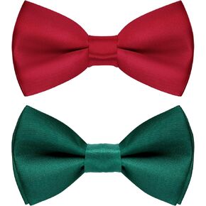 2PCS Kids Bow Ties Solid Color Satin Bow Tie for Child Boys Toddlers Wedding Party Dress up