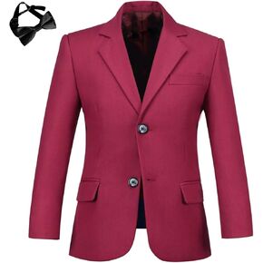 Boys' Blazer Suit Jacket Formal Sport Coats with Bowtie Solid Color Tuxedo Blazers for Boy Dinner Party