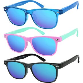 Yogo Vision Kids Sunglasses Polarized Frame Sunglasses for Kids Boys Girls (3 Pack Age 3-10)