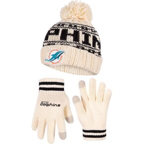 Ultra Game Youth NFL Official Super Soft Cable Knit Winter Beanie Knit Hat with Extra Warm Touch Screen Gloves