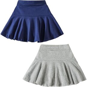 DREAM BUS 2 Pack Girl Pleated Skirts Built in Shorts Little Kid Tennis Skirts Toddler Girl Athletic Flowy Skorts Skirts