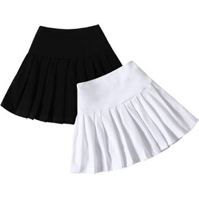 Neutocd Toddler Baby Girls Skirts Skorts Elastic High Waist Plain Pleated Skirts for Girls Running Sports Tennis Skater Skirt