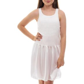 Valair Sleeveless Full Slip for Girls-Option of Inserted Bra-Cling-Free-100% Cotton Cami Tank Top 100% Nylon Silky Bottom