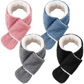 4 Pcs Kids Fleece Scarf Toddler Winter Warm Knitted Scarves for Girls Boys Adjustable 3-6 Unisex Cold Weather Gift