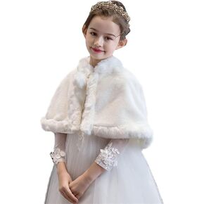 SK Studio Girls Faux Fur Wraps Shawl Girl Bolero Shrug Princess Cape Party Dress Up Jacket