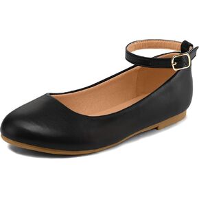 K KomForme Girl's Ballerina Flat Ankle Strap Dress Ballet Flat Shoes（Toddler/Little Kid/Big Kid）