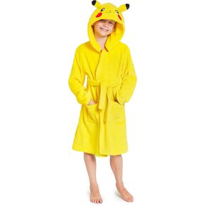 Pokemon Dressing Gown With 3D Pikachu Hood, Soft Fleece Dressing Gowns For Kids