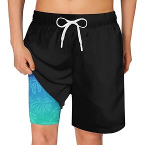 Cozople Boys Swim Trunks Quick Dry Swim Shorts with Boxer Brief Liner Compression Swimwear Bathing Suits 7-20 Years