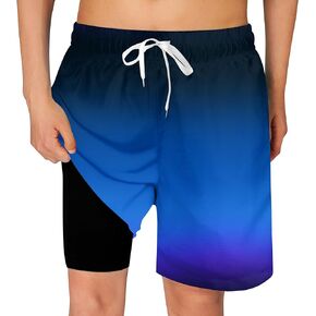 Cozople Boys Swim Trunks Quick Dry Compression Liner Swim Shorts Summer Bathing Suit with Inner Pocket Swimwear 7-20T