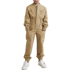 Haloumoning Kids Coveralls Boys Long Sleeve Jumpsuit Zip Up Flight Suit with Pockets 5-14 Years