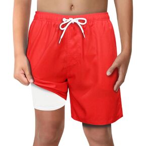 LUCOWEE Boys Swim Trunks with Compression Liner Comfortable Anti-Chafe Swimming Shorts Stretchy UPF Quick Dry Size 3T-20