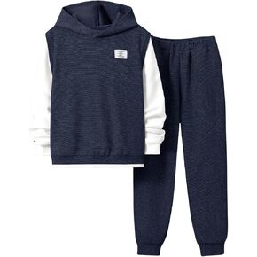 SOLY HUX Boy's Sweatshirt Sets 2 Piece Outfits Long Sleeve 2 in 1 Hoodies Pullover Jogger Pants Sweatsuits Set