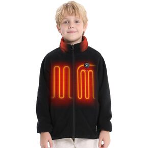 Venustas Kids Heated Fleece Jacket with 7.4V Battery Pack, Boys Girls Youth Electric Heated Coat for Winter