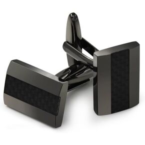 Mr.Van Handcrafted Carbon Fiber Cufflinks Rhodium Plated Cuff Links Set Business Christmas Gift