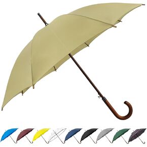 SoulRain 48" Arc Classic Wood Handle Umbrella Auto Open Windproof clear Unbreakable Stick Rain Umbrella