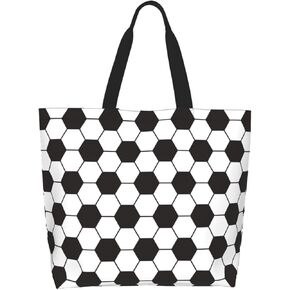 Sport Soccer Large Tote Bag Simple Casual Portable Shoulder Bags Reusable Grocery Handbag For Women Gym Travel