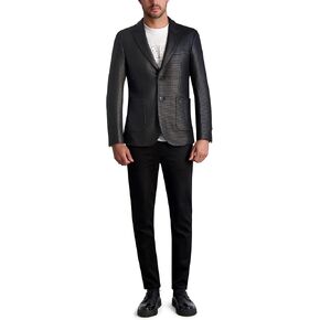 KARL LAGERFELD Men's 2 Button Long Sleeve Coated Blazer