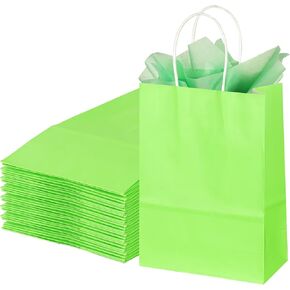 BLEWINDZ 32 Pieces Gift Bags with 32 Tissues, 8 Colors Party Favor Bags with Handles, Rainbow Gift Bags for Wedding, Birthday, Party Supplies and Gifts