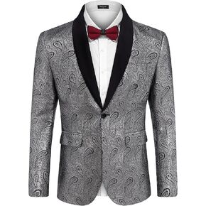 COOFANDY Mens Floral Tuxedo Jacket Paisley Shawl Lapel Suit Blazer Jacket for Dinner,Prom,Wedding
