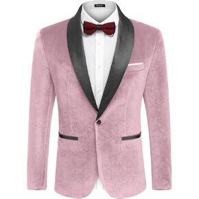 COOFANDY Men's Velvet Blazer One Button Jacket Dinner Prom Wedding Tuxedo Jacket