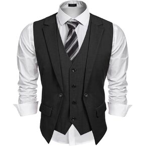 COOFANDY Men's Layered Suit Vest Business Dress Vests Formal Wedding Waistcoat Slim Fit
