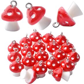 Aylifu 20pcs Colorful Mushroom Pendant Charms Resin Charms Jewelry Making Charms DIY Craft Supplies for Necklace Bracelet Earrings,Random Colors