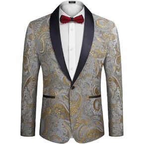 COOFANDY Men's Floral Tuxedo Jacket Luxury Embroidered Wedding Blazer Dress Suit for Party Dinner
