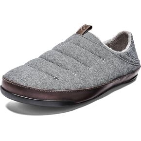 OluKai Mahana Men’s Soft Cotton Slippers, Cotton Blended Jersey & Full-Grain Leather Pull Loop, Comfortable & Breathable Fit