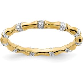 Avariah 14k Yellow Gold Diamond Fancy Bamboo Ring - Ring Size 7.0