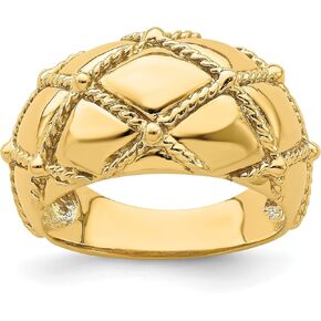 Avariah 14k Yellow Gold Quilted Rope Solid Dame Ring - Ring Size 7.0