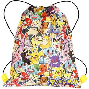 Pokemon School Supplies Drawstring Bags for Kids Gym Bag, Perfect for Travel & Swim for Boys Girls, Featuring Charmander and Pikachu.