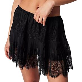 Women Y2k Lace Mini Skirts Summer Lace Slip Skirt Pleated Ruffle Floral Lace Tiered Short Skirts Underskirt