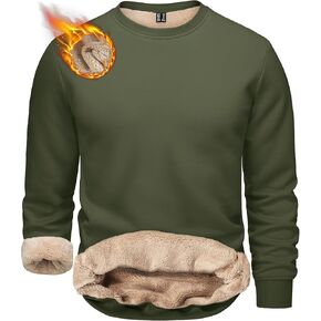 TACVASEN Men's Crewneck Sweatshirt Warm Sherpa Lined Sweatshirts Heavyweight Long Sleeve Underwear Winter Fleece Pullover